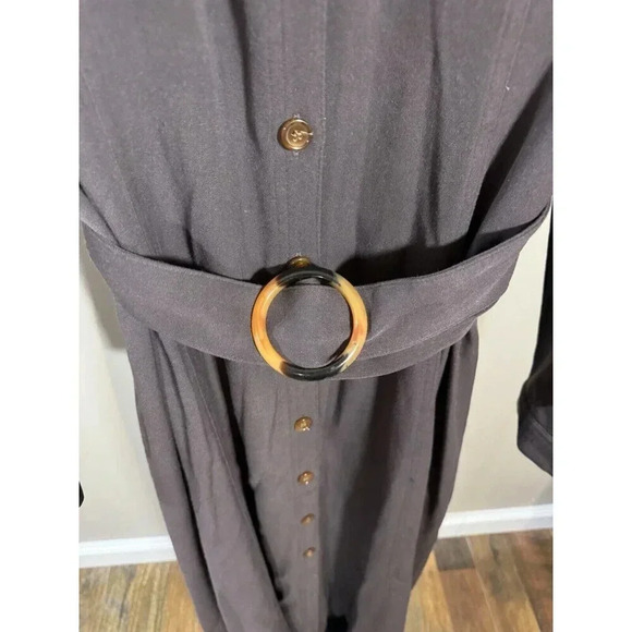 Vintage Jessica Howard Dress 10 Brown  Button Up Shirtdress Belt Max - Picture 2 of 6